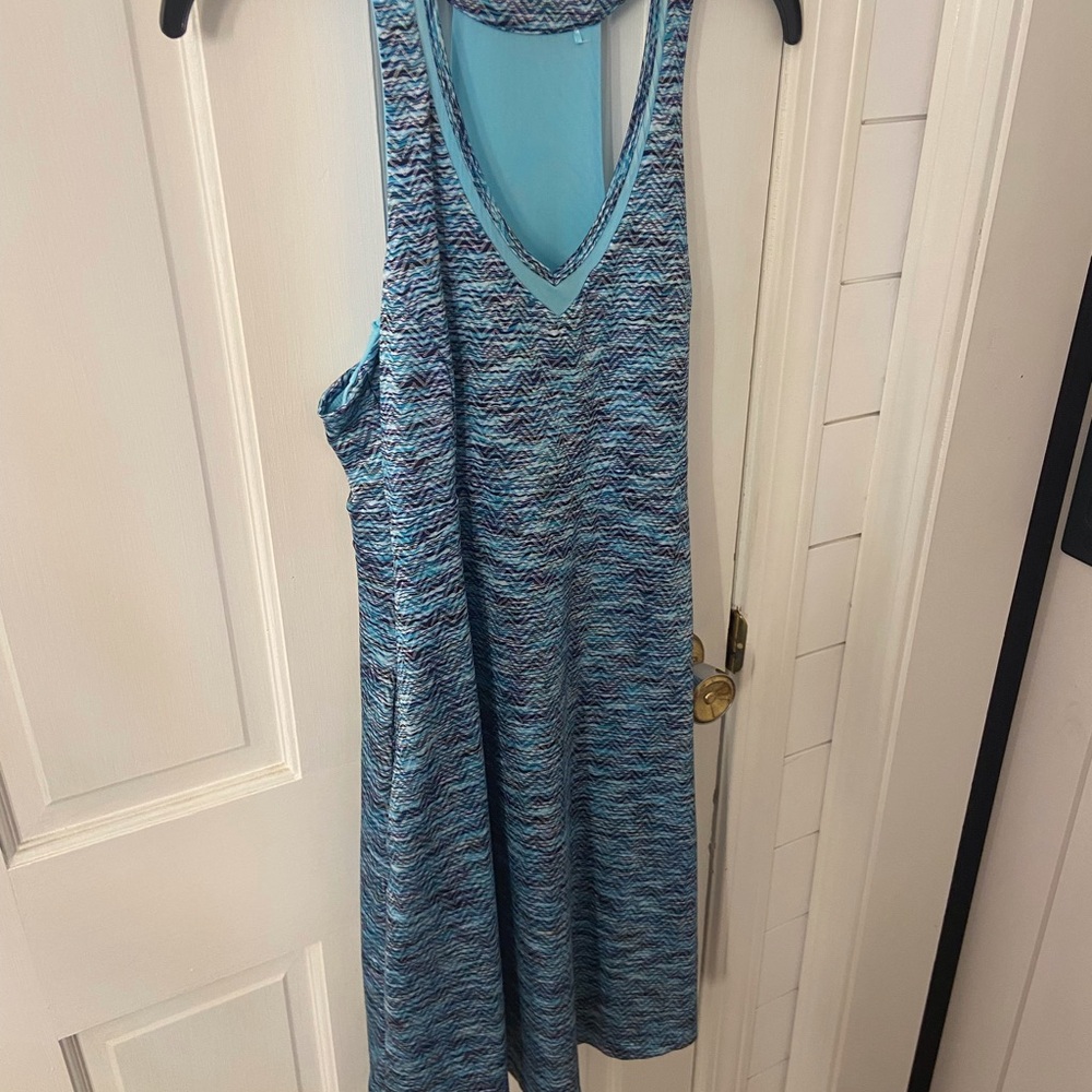 Blue Patterned Sleeveless Dress
